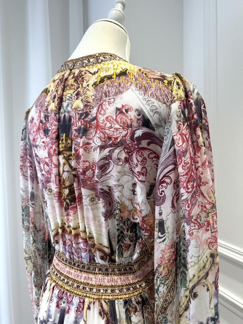 Camilla shaped waistband dress with gathered sleeves In Kissed By The Prince - Picture 15 of 16